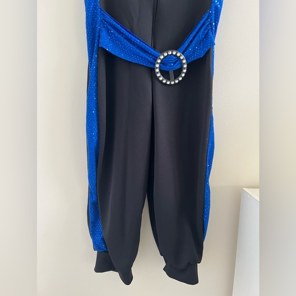 2 pc. Set Jumpsuit + Bandeau Belted Sequin Dance Costume Zip Front Children’s L - Picture 10 of 14